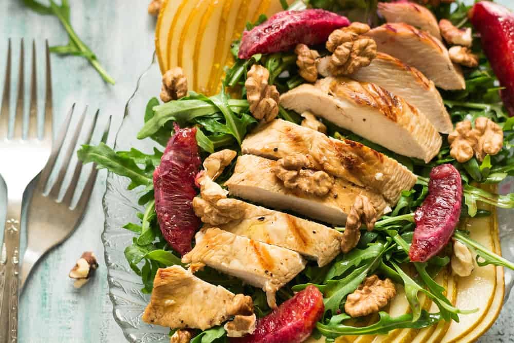 Chicken, Celeriac, and Candied Walnuts Salad